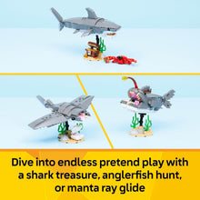 Buy Lego,LEGO Creator 3in1 Fierce Shark with a Treasure Chest Toy - Sea Animal Figure Transforms into an Anglerfish or Manta Ray - Room Decor Idea for 8+ Year Old Boys & Girls - 31381 - Gadcet UK | UK | London | Scotland | Wales| Near Me | Cheap | Pay In 3 | Toys & Games