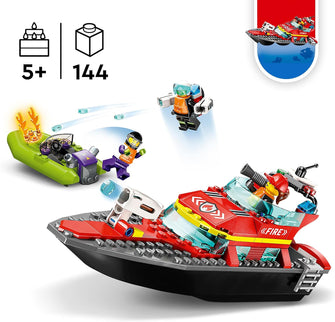 Buy LEGO,LEGO 60373 City Fire Rescue Boat Toy, Floats on Water, with Jetpack, Dinghy and 3 Minifigures, Everyday Hero Toys for Boys and Girls Aged 5+, Gift Idea - Gadcet UK | UK | London | Scotland | Wales| Near Me | Cheap | Pay In 3 | Toy Boats