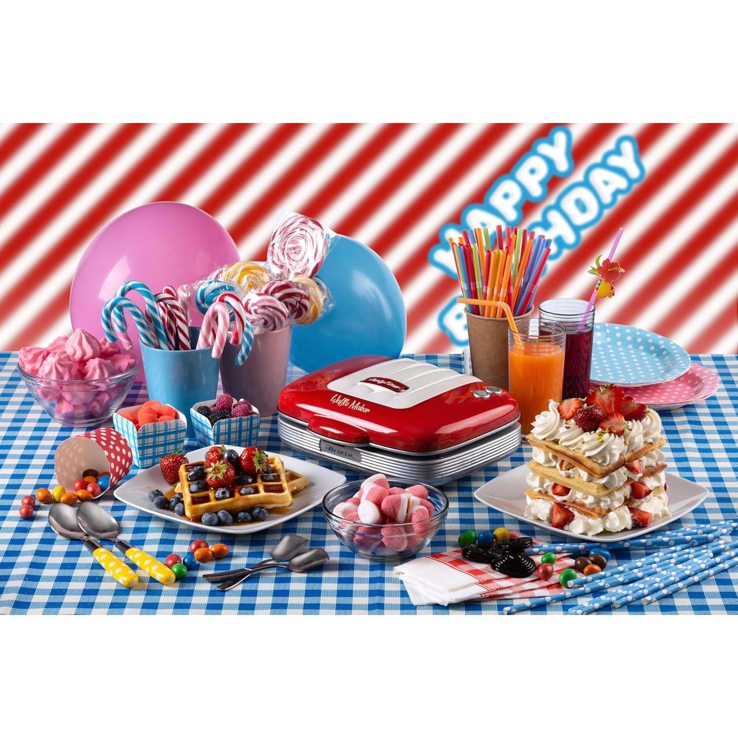 Buy Ariete,Ariete 1973 Retro Waffle Maker – 700W Non-Stick Iron for Breakfast & Dessert Waffles, Easy Clean, Safety Lock – American Diner Style – Red - Gadcet UK | UK | London | Scotland | Wales| Near Me | Cheap | Pay In 3 | Kitchen Appliance
