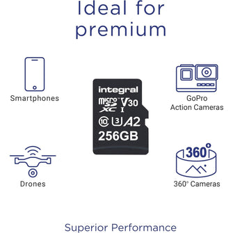 Buy Integral,Integral 256GB MicroSDXC Card – UHS-I U3 C10 V30 A2, 180MB/s Read, 130MB/s Write – INMSDX256G-180V30 - Gadcet UK | UK | London | Scotland | Wales| Near Me | Cheap | Pay In 3 | Flash Memory Cards
