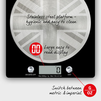 Buy Salter,Salter Digital Kitchen Scale – 5kg Capacity, Add & Weigh, Aquatronic for Liquids, LCD Display, Stainless Steel Union Jack Design - Gadcet UK | UK | London | Scotland | Wales| Near Me | Cheap | Pay In 3 | Digital Scales