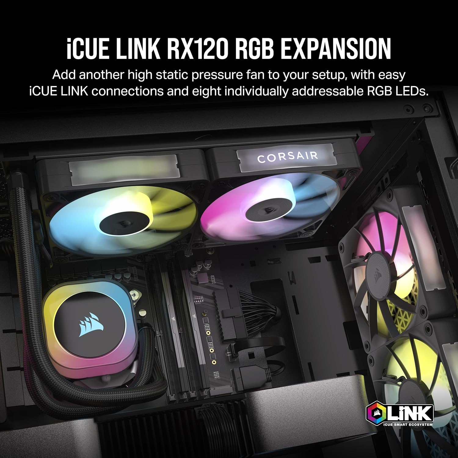 Buy Corsair,Corsair iCUE LINK RX120 RGB 120mm PWM Fan - Magnetic Dome Bearing - Black (Single) - Gadcet UK | UK | London | Scotland | Wales| Near Me | Cheap | Pay In 3 | Electronics