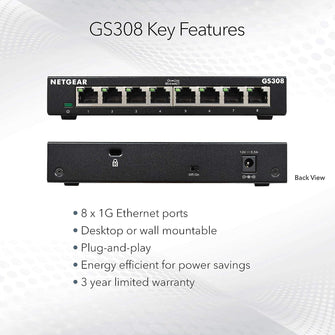 Buy NETGEAR,NETGEAR 8-Port Gigabit Ethernet Network Switch (GS308) - Plug-and-Play, Silent Operation, Desktop/Wall Mount - Gadcet UK | UK | London | Scotland | Wales| Near Me | Cheap | Pay In 3 | Network Cards & Adapters