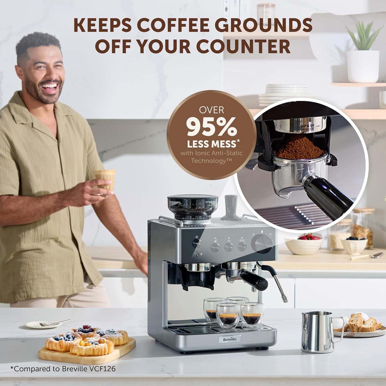 Buy Breville,Breville Barista Classic VCF186 Espresso Machine Black & Silver – Bean to Cup Coffee Maker with Integrated Grinder, Milk Frother, 15-Bar Pump & 58mm Portafilter - Gadcet UK | UK | London | Scotland | Wales| Near Me | Cheap | Pay In 3 | Coffee Makers & Espresso Machines