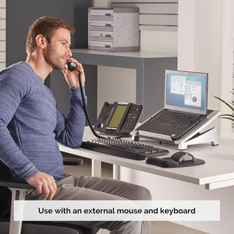 Buy FELLOWES,Fellowes Office Suites Laptop Stand - 6-Height Adjustable Portable Riser for 17" Laptops, 5KG Capacity, Black/Silver - Gadcet UK | UK | London | Scotland | Wales| Near Me | Cheap | Pay In 3 | Portable monitor