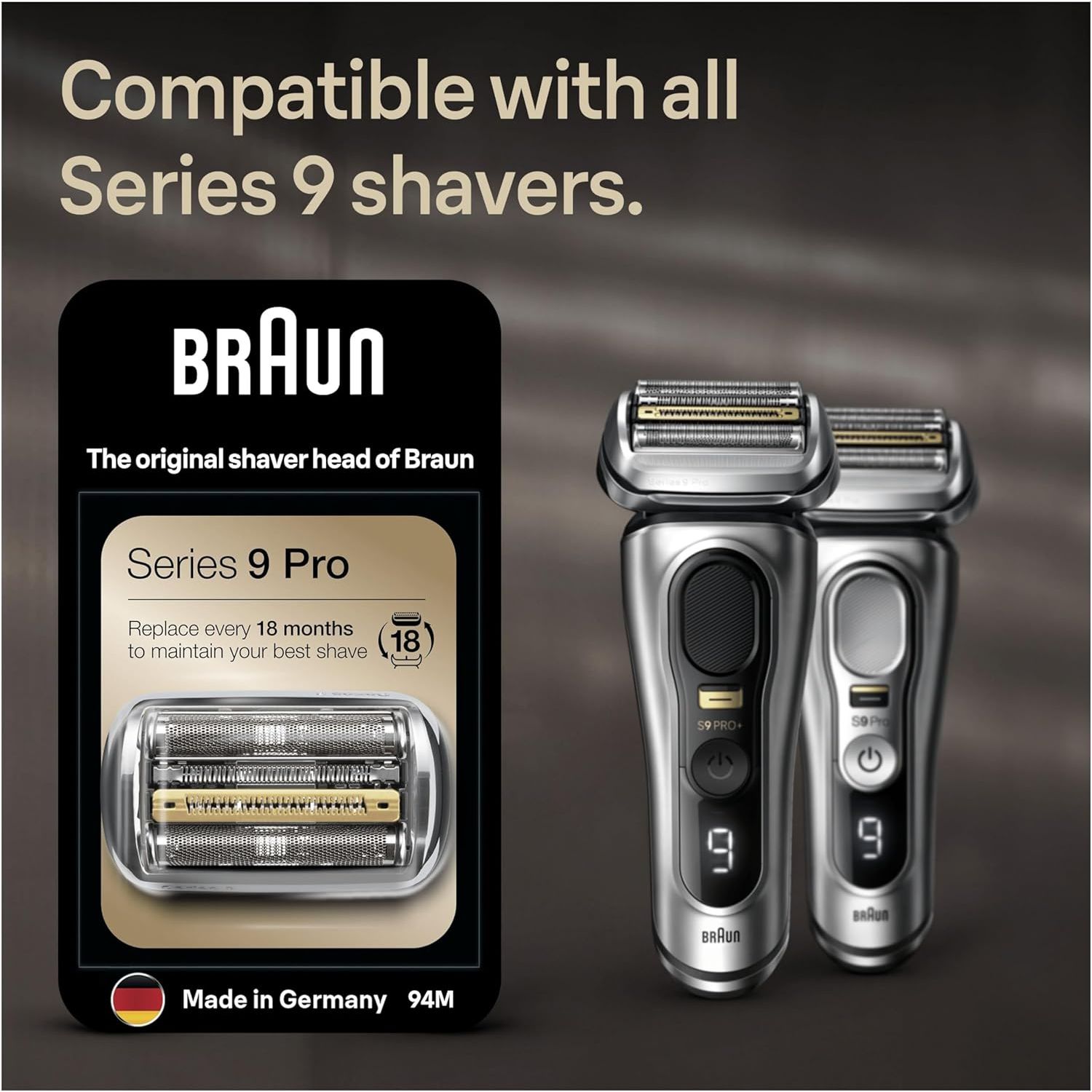 Buy Braun,Braun Series 9 ORIGINAL Electric Shaver Replacement Head, Easily Attach Your New Shaver Head, Also Compatible with Series 9 Pro Electric Razors, 94M, Silver - Gadcet UK | UK | London | Scotland | Wales| Near Me | Cheap | Pay In 3 | Electric Razor Accessories