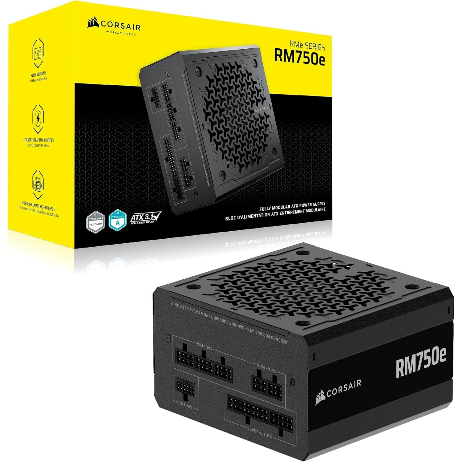 Buy Corsair,Corsair RM750e (2025) – 750W Fully Modular Low-Noise ATX Power Supply, ATX 3.1 & PCIe 5.1 Compliant, Cybenetics Gold Certified, 12V-2x6 Connector – Black - Gadcet UK | UK | London | Scotland | Wales| Near Me | Cheap | Pay In 3 | Computer Power Supplies