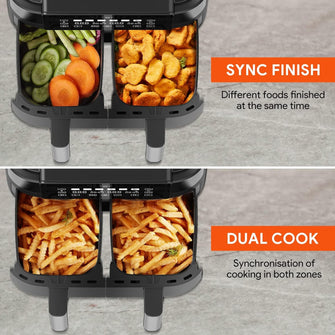 Buy ULTENIC,Ultenic K20 Dual Air Fryer, 6-in-1 Health Air Fryers with 2 Independent Frying Baskets, SYNC Cooking, XL 7.6L Family Sized, App with 100+ Recipes, Dishwasher-Safe - Gadcet UK | UK | London | Scotland | Wales| Near Me | Cheap | Pay In 3 | Kitchen & Home Appliances
