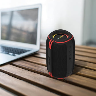 Groov-e Wave Glow Wireless Speaker – 10W Portable Bluetooth Speaker with LED Lights, 8H Playback, Black