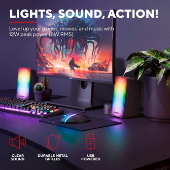 Buy RGB,Trust Gaming GXT 611 Wezz 2.0 PC Speakers, 12W, RGB Lighting, Volume Control, AUX & USB, Stereo Speakers for Desktop & Laptop - Black - Gadcet UK | UK | London | Scotland | Wales| Near Me | Cheap | Pay In 3 | Speakers