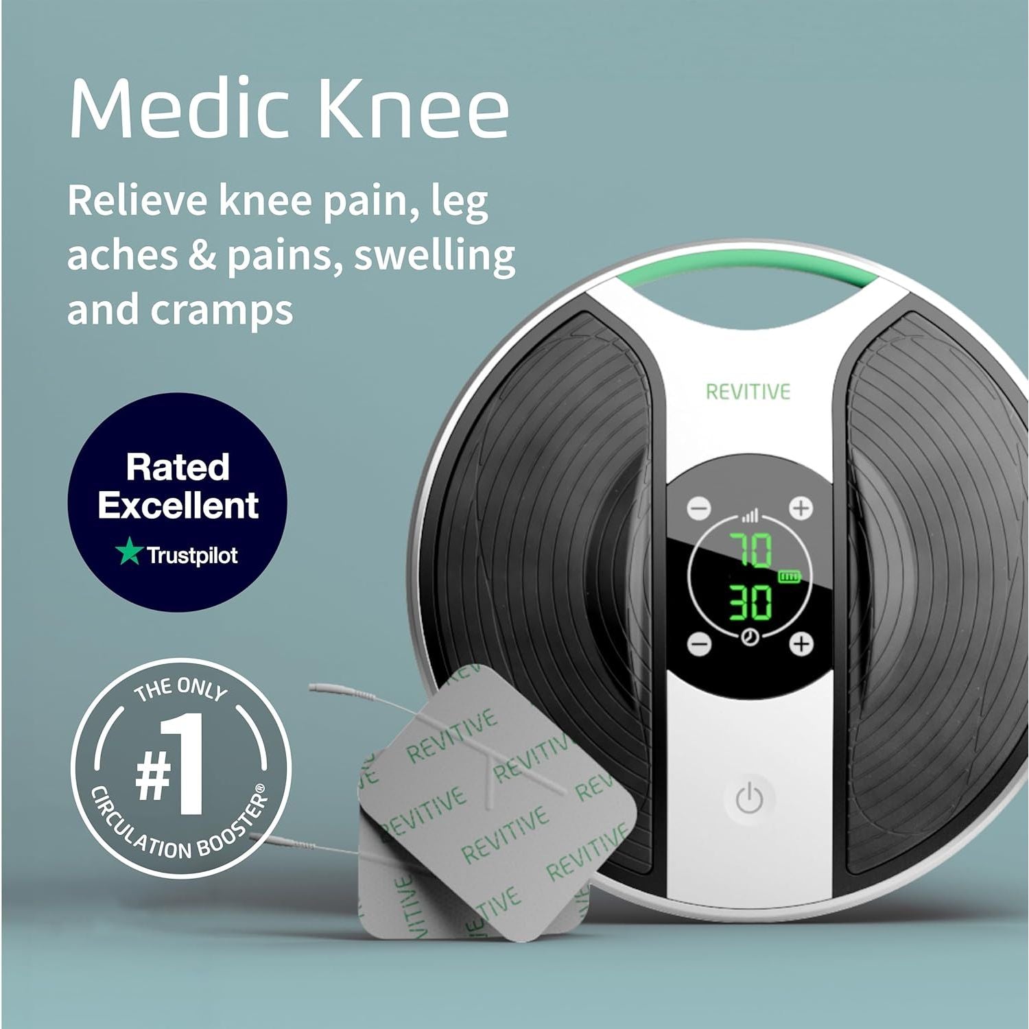 Buy Cashtro Ltd,Revitive Medic Knee Circulation Booster – Drug-Free Knee Pain Relief Device with Thigh Pads, TENS Pads & Rechargeable Cordless Use - Gadcet UK | UK | London | Scotland | Wales| Near Me | Cheap | Pay In 3 | Knee Pain Relief