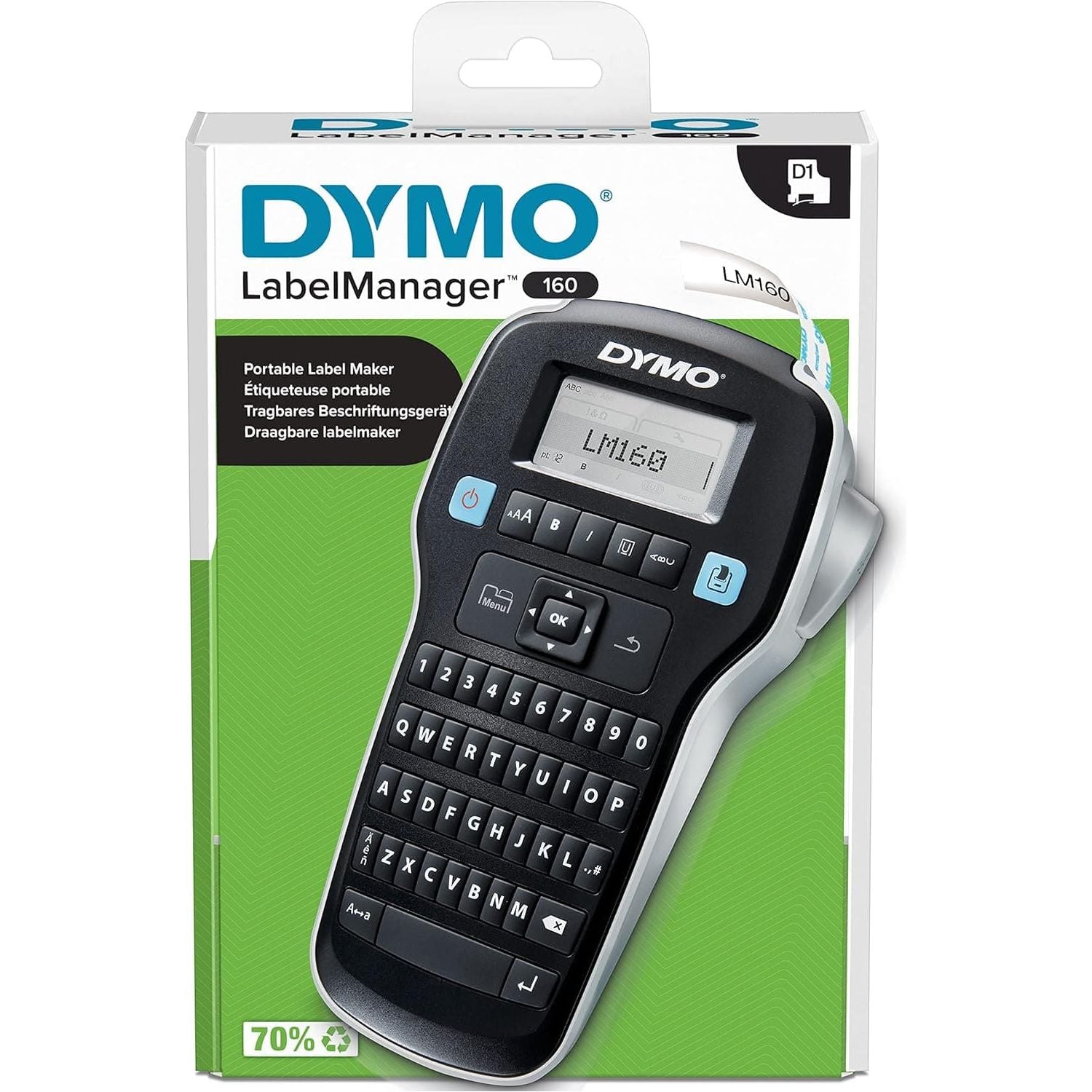Buy Dymo,Dymo LabelManager 160 Label Maker | Handheld Label Printer with QWERTY Keyboard | Includes Black & White D1 Label Tape (12mm) | For Home & Office - Gadcet UK | UK | London | Scotland | Wales| Near Me | Cheap | Pay In 3 | Electronics