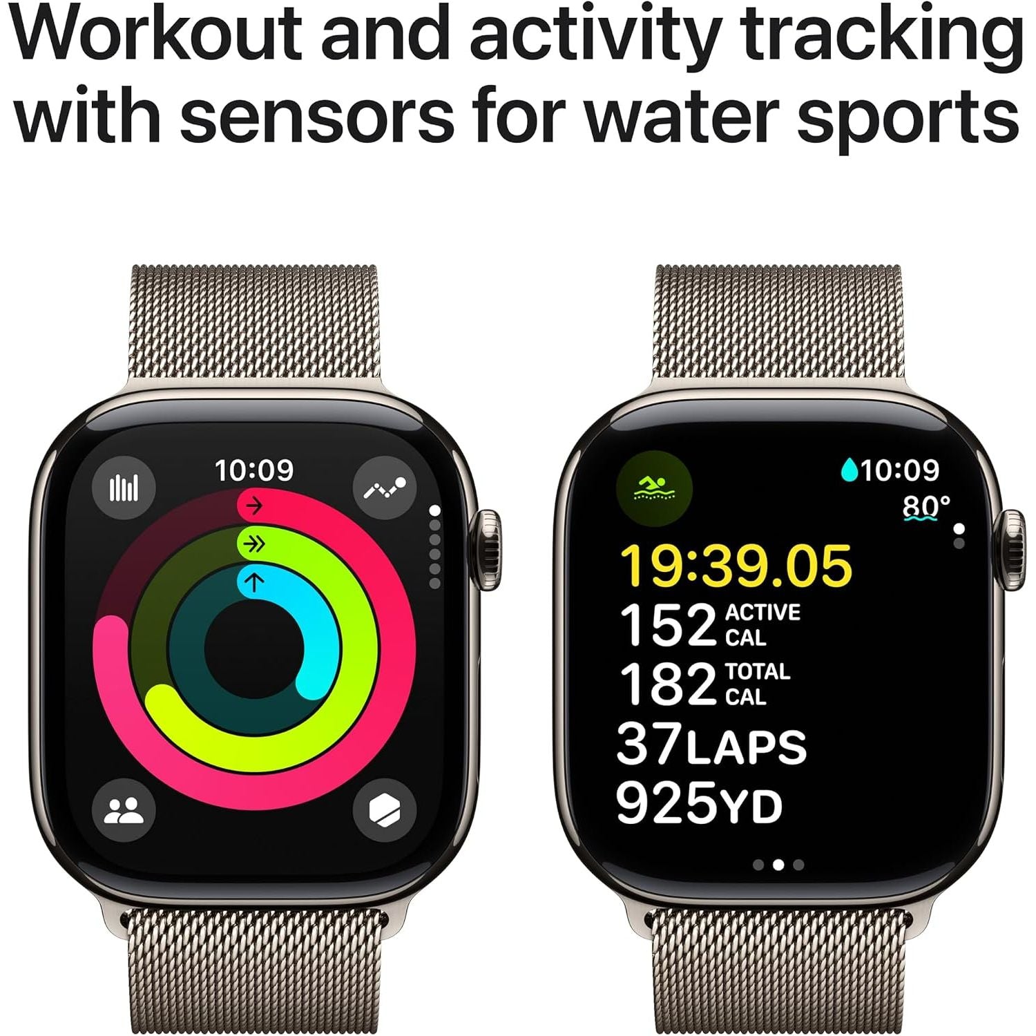 Apple Watch Series 10 GPS + Cellular 46mm – Natural Titanium Case, Natural Milanese Loop S/M, ECG & Always-On Retina Display