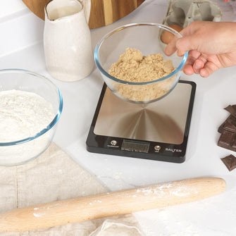 Salter Evo Digital Kitchen Scale – 6kg Capacity, Aquatronic, Add & Weigh, LCD Display – Black