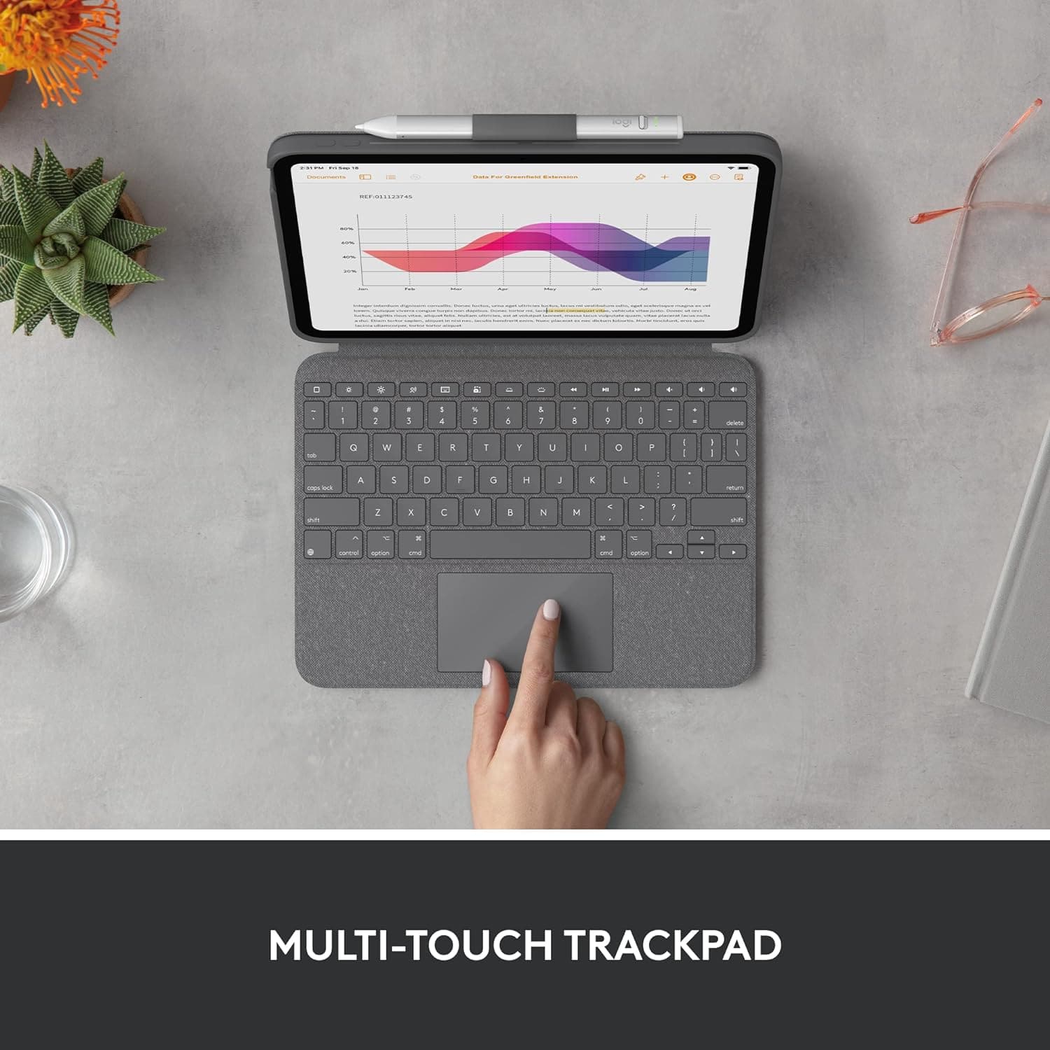 Logitech Combo Touch Detachable Keyboard Case for iPad (10th gen) with Large Precision Trackpad, Full-Size Backlit Keyboard, and Smart Connector Technology, UK Layout - Grey - 4