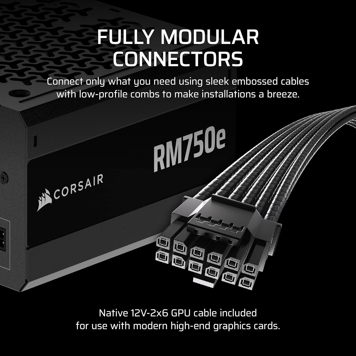 Buy Corsair,Corsair RM750e (2025) – 750W Fully Modular Low-Noise ATX Power Supply, ATX 3.1 & PCIe 5.1 Compliant, Cybenetics Gold Certified, 12V-2x6 Connector – Black - Gadcet UK | UK | London | Scotland | Wales| Near Me | Cheap | Pay In 3 | Computer Power Supplies