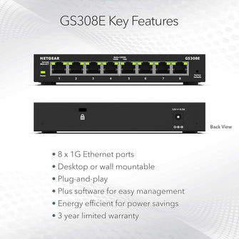 Buy Netgear,NETGEAR 8-Port Gigabit Ethernet Plus Switch (GS308E), Desktop/Wall Mount, Home/Office Network Hub, Silent Operation - Gadcet UK | UK | London | Scotland | Wales| Near Me | Cheap | Pay In 3 | Smart Switches