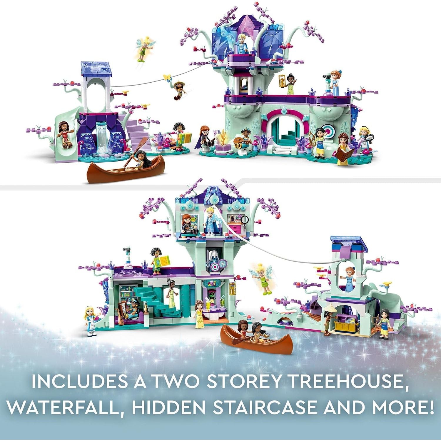 Buy LEGO,LEGO Disney The Enchanted Treehouse (Set 43215) – 13 Mini-Doll Figures Including Princess Jasmine, Elsa, Anna & Moana, 2-Level Buildable Toy, Gift for Kids 7+, Disney 100 Set - Gadcet UK | UK | London | Scotland | Wales| Near Me | Cheap | Pay In 3 | Interlocking Blocks