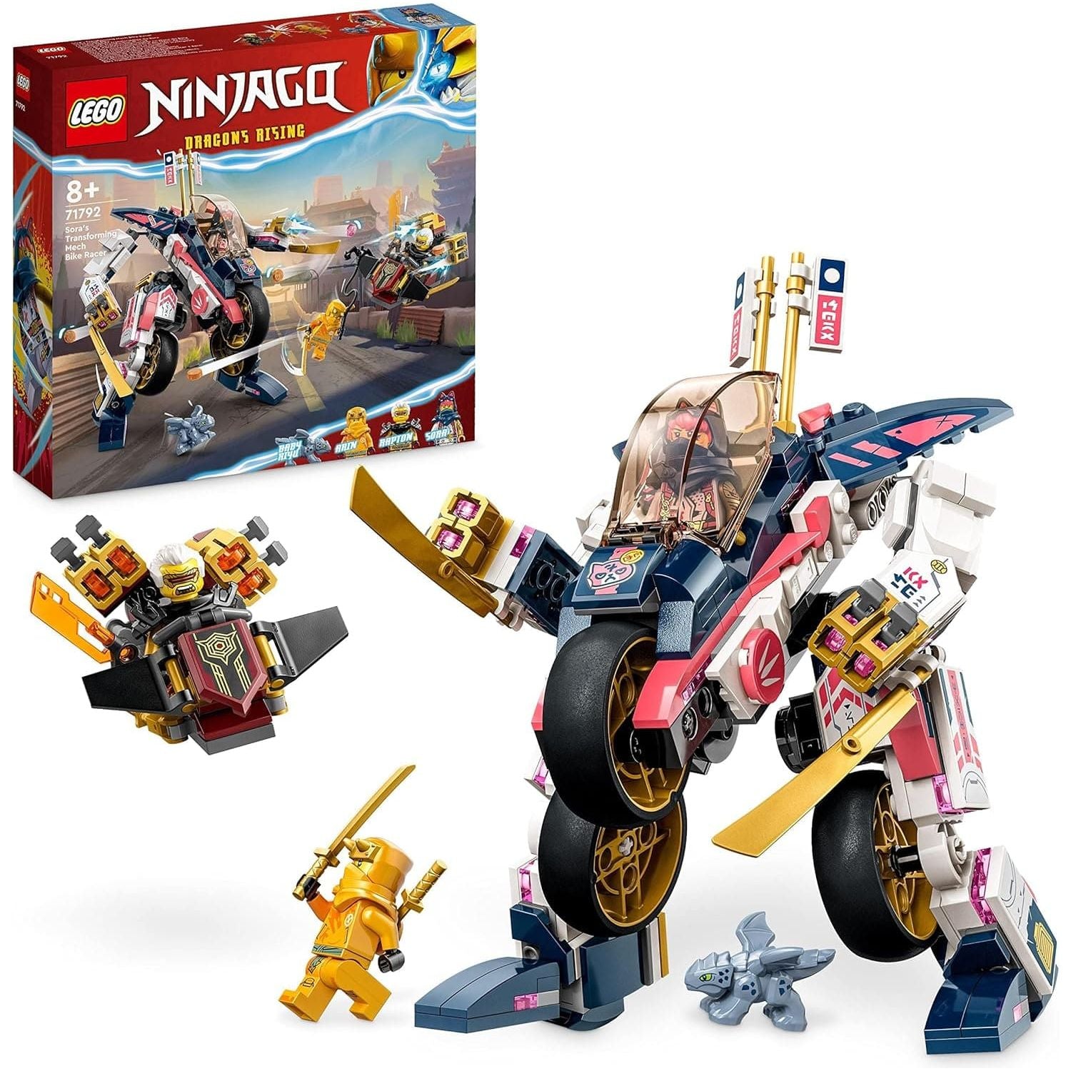Buy LEGO,LEGO NINJAGO Sora's Transforming Mech Bike Racer Set 71792 - Gadcet UK | UK | London | Scotland | Wales| Near Me | Cheap | Pay In 3 | Toys & Games