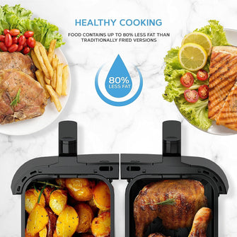 Buy DEVOLOGY,Devology Double Air Fryer, 9L, 2 x 4.5L Dual Zone , Air Fryer, 12-in-1 Pre-Sets, Digital LED Display, Two Zone Airfryer,Healthy Oil-free, Dual Basket Air Fryer - Gadcet UK | UK | London | Scotland | Wales| Near Me | Cheap | Pay In 3 | Kitchen & Home Appliances