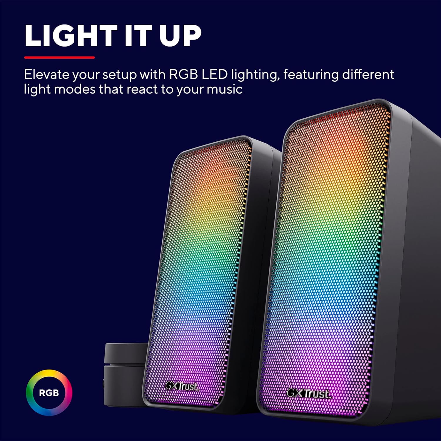 Buy RGB,Trust Gaming GXT 611 Wezz 2.0 PC Speakers, 12W, RGB Lighting, Volume Control, AUX & USB, Stereo Speakers for Desktop & Laptop - Black - Gadcet UK | UK | London | Scotland | Wales| Near Me | Cheap | Pay In 3 | Speakers