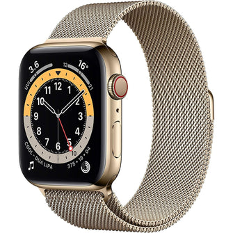 Buy Apple,Apple Watch Series 6 GPS + Cellular, 44mm Gold Stainless Steel Case with Gold Milanese Loop - Gadcet.com | UK | London | Scotland | Wales| Ireland | Near Me | Cheap | Pay In 3 | smart watch