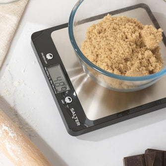 Salter Evo Digital Kitchen Scale – 6kg Capacity, Aquatronic, Add & Weigh, LCD Display – Black