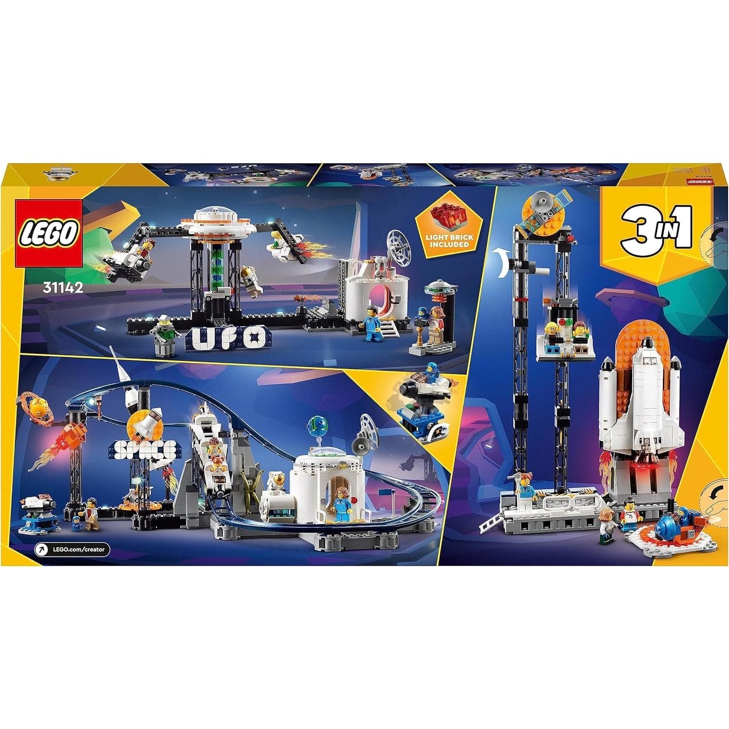 Buy Alann Trading Limited,LEGO 31142 Creator 3in1 Space Roller Coaster to Drop Tower or Merry-Go-Round Set, Fairgound Ride Models, Building Toy with Space Rocket, Planets and Light Up Bricks - Gadcet UK | UK | London | Scotland | Wales| Near Me | Cheap | Pay In 3 | Toys & Games