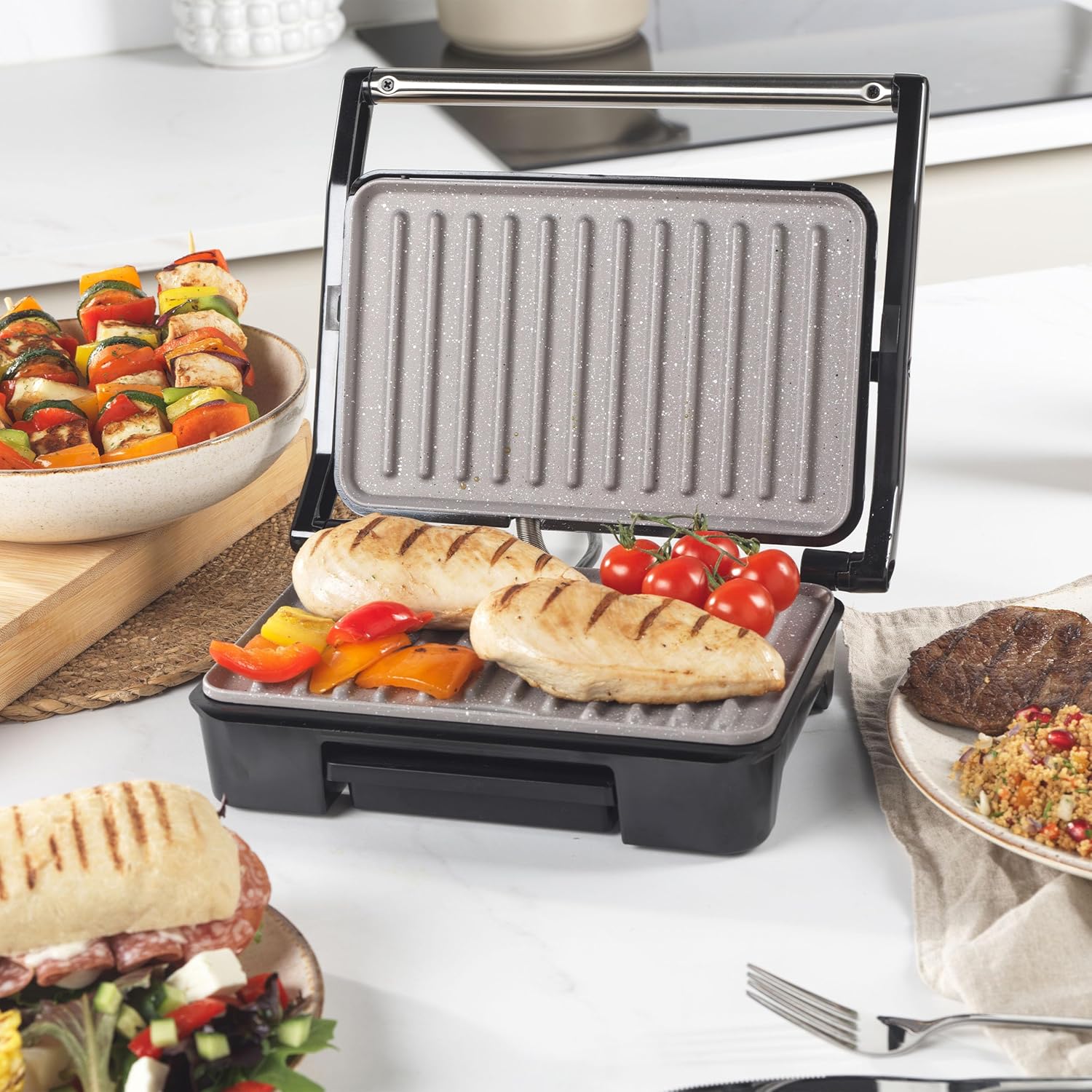 Buy Salter,Salter Marblestone Health Grill & Panini Maker - Non-Stick, Oil-Free, 750W, Floating Hinge, Removable Drip Tray - Gadcet UK | UK | London | Scotland | Wales| Near Me | Cheap | Pay In 3 | Sandwich Makers
