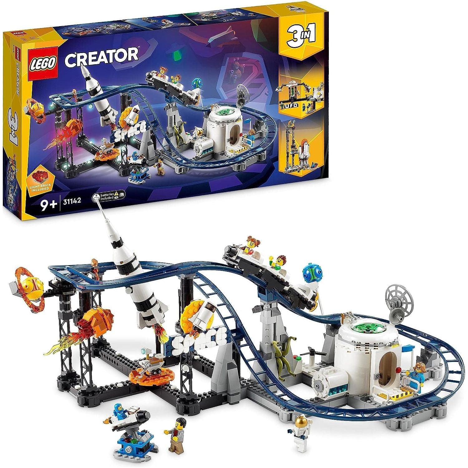 Buy LEGO,LEGO 31142 Creator 3in1 Space Roller Coaster to Drop Tower or Merry-Go-Round Set, Fairgound Ride Models, Building Toy with Space Rocket, Planets and Light Up Bricks - Gadcet UK | UK | London | Scotland | Wales| Ireland | Near Me | Cheap | Pay In 3 | Toys & Games