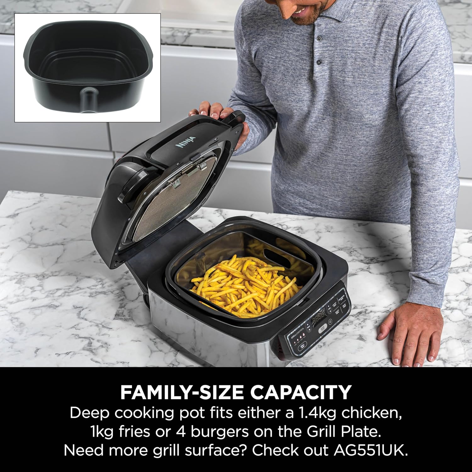 Buy NINJA,Ninja Foodi Max AG551UK Health Grill & Air Fryer - Grey - Gadcet UK | UK | London | Scotland | Wales| Near Me | Cheap | Pay In 3 | Food Cookers & Steamers