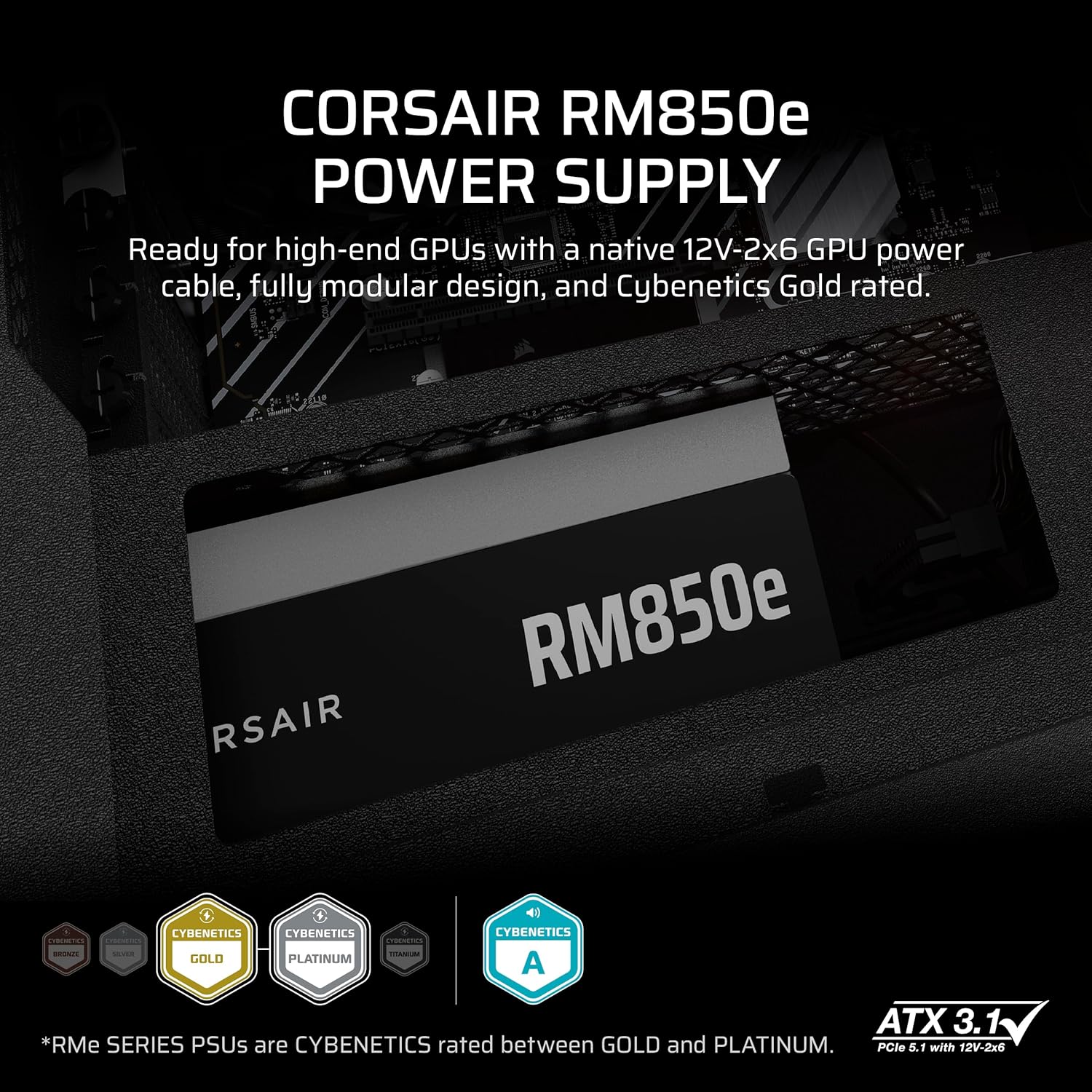 Buy Corsair,Corsair RM850e (2025) Fully Modular Low-Noise ATX Power Supply – 850W, ATX 3.1 & PCIe 5.1 Compliant – Black - Gadcet UK | UK | London | Scotland | Wales| Near Me | Cheap | Pay In 3 | Computer Power Supplies