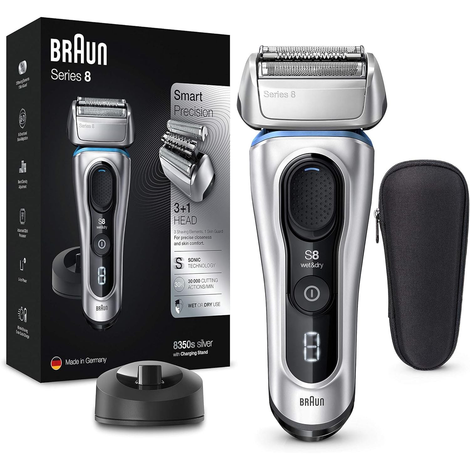 Buy Braun,Braun Series 8 Electric Shaver for Men – 8350s, Silver (with Precision Trimmer, Charging Stand & Travel Case) - Gadcet UK | UK | London | Scotland | Wales| Near Me | Cheap | Pay In 3 | Foil Electric Razors