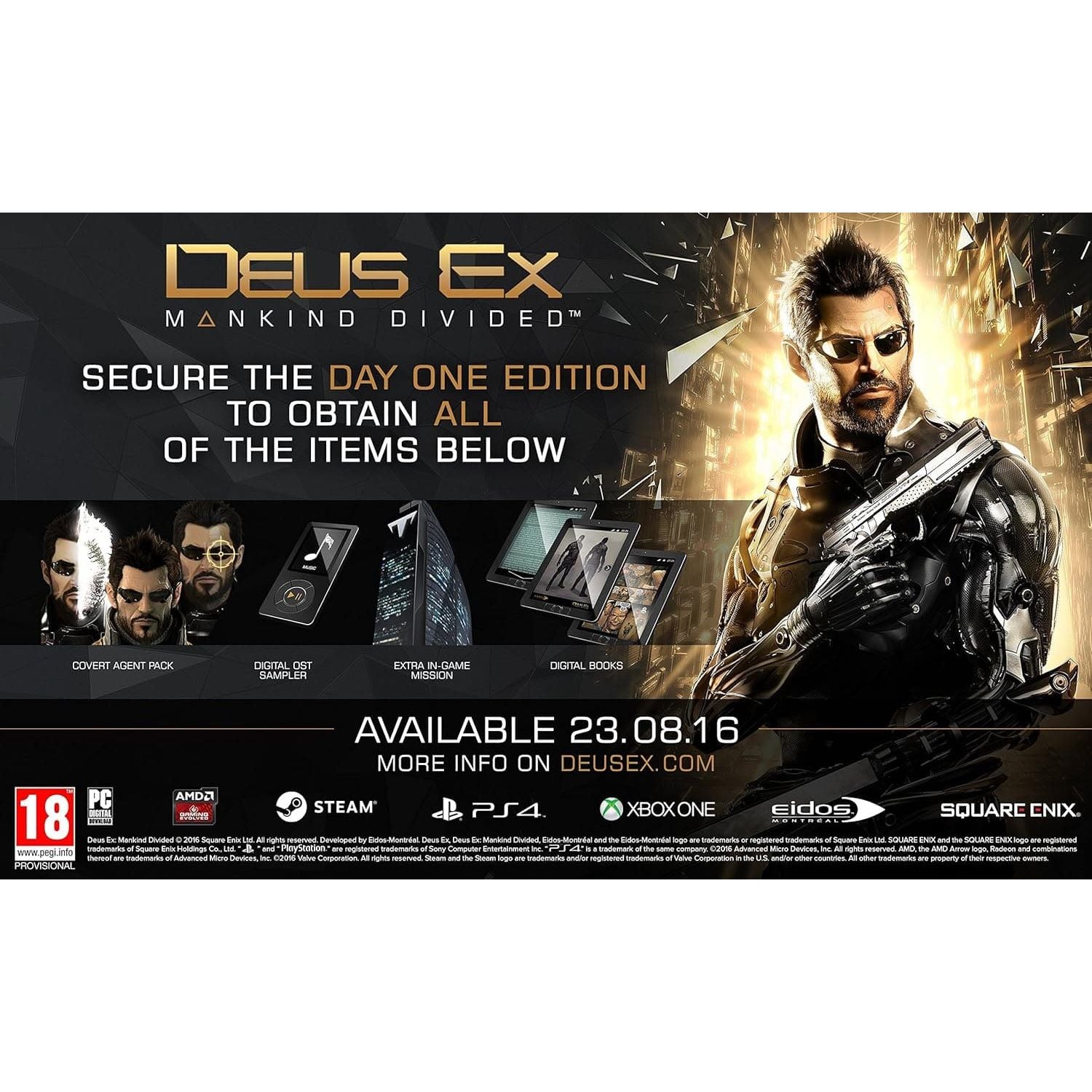 Buy Xbox One,Deus Ex: Mankind Divided Day One Edition (Xbox One) - Gadcet UK | UK | London | Scotland | Wales| Ireland | Near Me | Cheap | Pay In 3 | Video Game Software