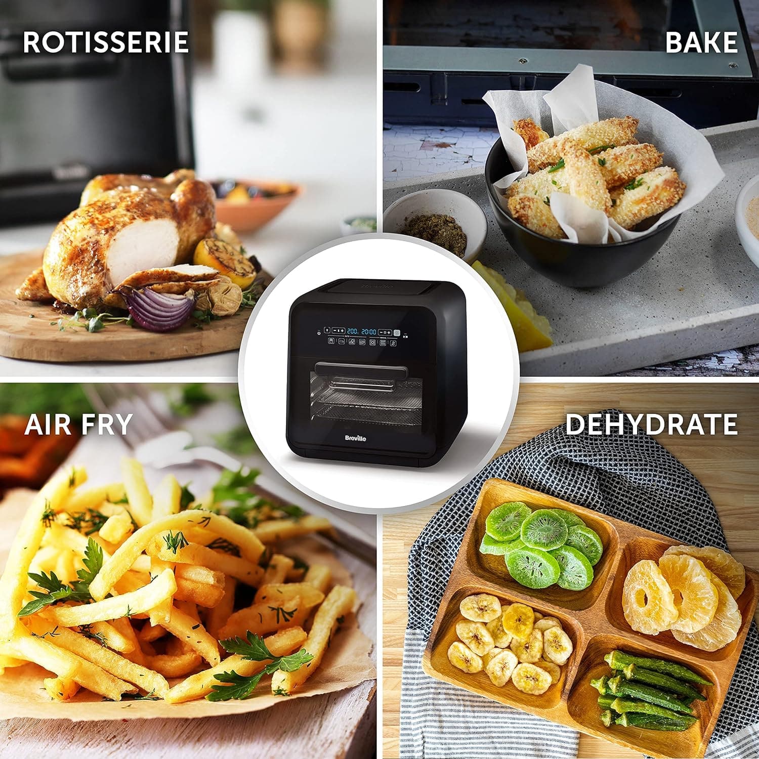 Buy BREVILLE,Breville Halo Rotisserie Air Fryer | Digital Extra Large Air Fryer Oven | 10 L | Fry, Bake & Dehydrate | 2000 W | Energy Efficient | Black and Grey - Gadcet UK | UK | London | Scotland | Wales| Near Me | Cheap | Pay In 3 | AIR FRYER / GRILL