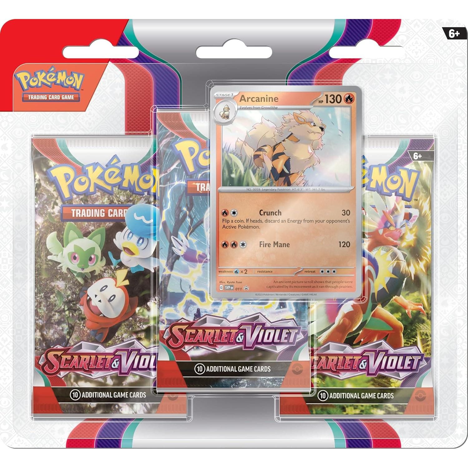 Pokémon TCG: Scarlet & Violet 3-Pack Booster Display – Arcanine