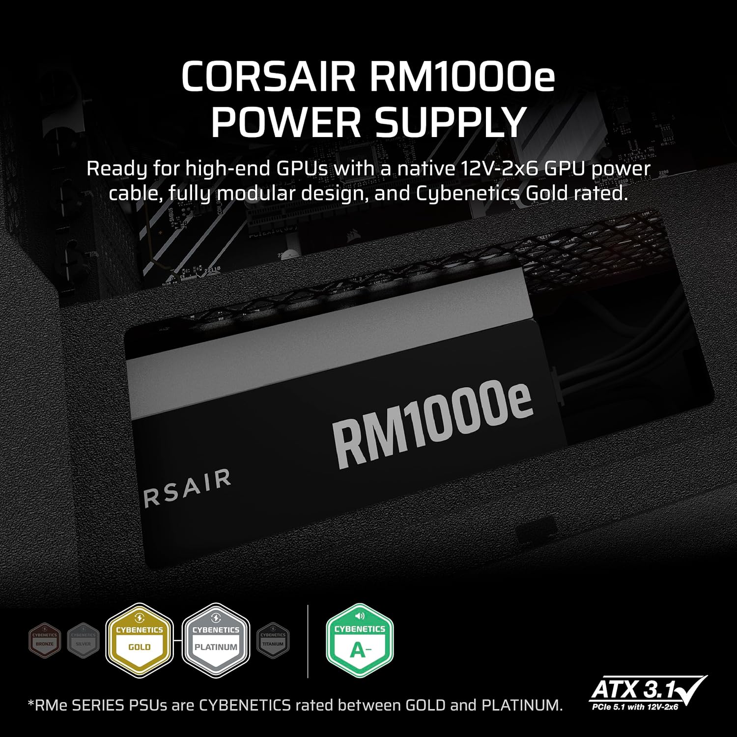 Buy CORSAIR,CORSAIR RM1000e (2025) Fully Modular Low-Noise ATX Power Supply with 12V-2x6 Cable – ATX 3.1 & PCIe 5.1 Compliant, Cybenetics Gold Efficiency, 105°C-Rated Capacitors, Modern Standby Mode – Black - Gadcet UK | UK | London | Scotland | Wales| Near Me | Cheap | Pay In 3 | Computer Power Supplies