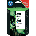 HP N9J72AE 301 Original Ink Cartridges, Black And Tri-Colour, Multipack - 1