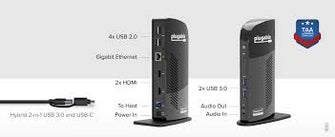 Plugable UD3900EU USB 3.0 Universal Docking Station - Dual Video Output