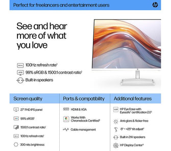 HP Series 5 527sa Full HD 27" IPS LCD Monitor - White
