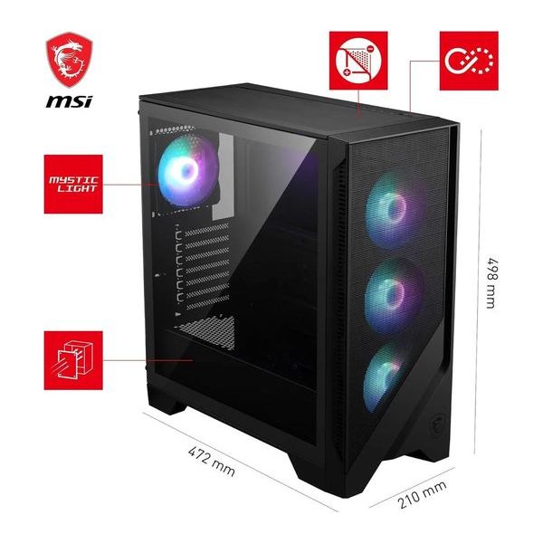 Buy MSI,MSI MAG FORGE 320R AIRFLOW ATX Mid-Tower PC Case Black - Gadcet UK | UK | London | Scotland | Wales| Near Me | Cheap | Pay In 3 | Desktop Computer & Server Case