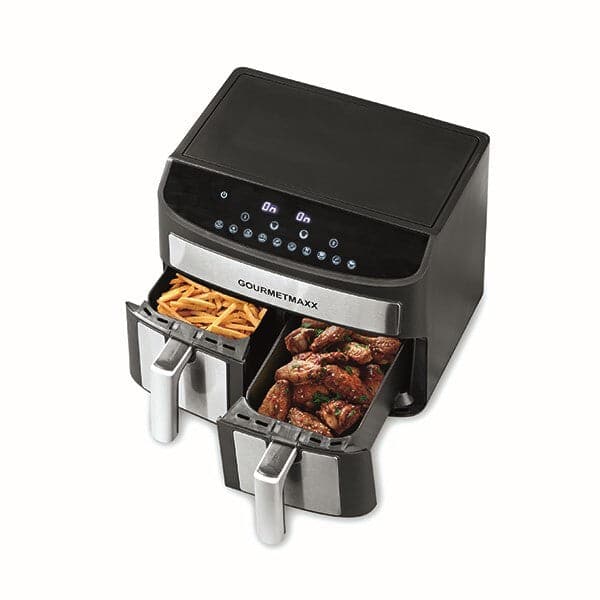 Buy Gourmet,GOURMETmaxx Digital Double Chamber Hot Air Fryer - 7L (2x3.5L) - Black - Gadcet UK | UK | London | Scotland | Wales| Near Me | Cheap | Pay In 3 | Small Kitchen Appliances
