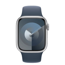 Apple Watch Series 9 GPS + Cellular 41mm – Silver Aluminium Case with Storm Blue Sport Band