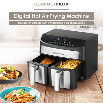 Buy Gourmet,GOURMETmaxx Digital Double Chamber Hot Air Fryer - 7L (2x3.5L) - Black - Gadcet UK | UK | London | Scotland | Wales| Near Me | Cheap | Pay In 3 | Small Kitchen Appliances