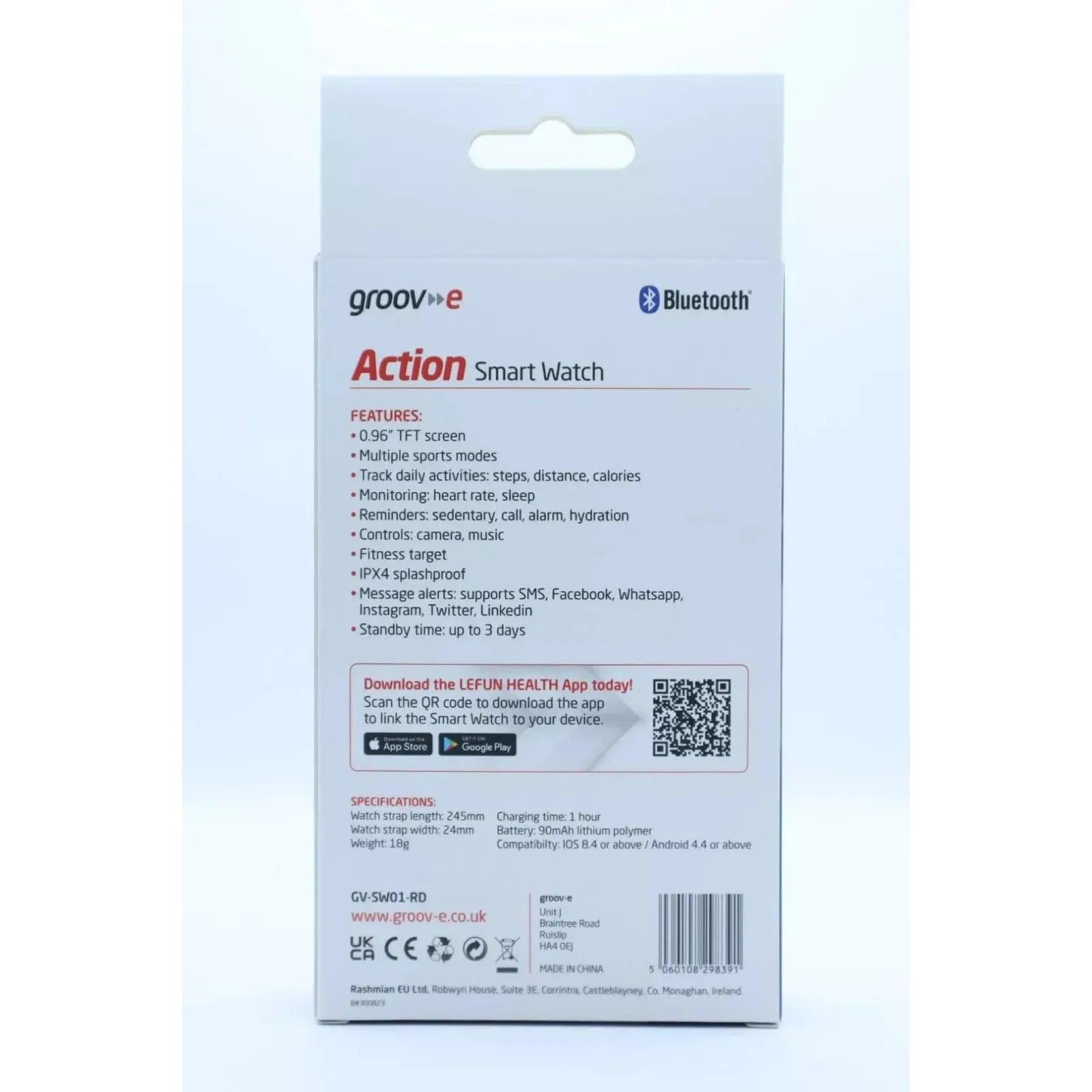 Buy GROOVE,Groov e Action Bluetooth Smart Fitness Watch Red Activity Tracker Heart Rate - Gadcet UK | UK | London | Scotland | Wales| Near Me | Cheap | Pay In 3 | Health Monitor