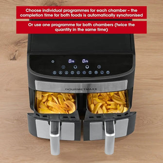 Buy Gourmet,GOURMETmaxx Digital Double Chamber Hot Air Fryer - 7L (2x3.5L) - Black - Gadcet UK | UK | London | Scotland | Wales| Near Me | Cheap | Pay In 3 | Small Kitchen Appliances