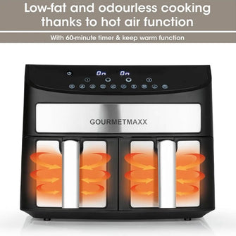 Buy Gourmet,GOURMETmaxx Digital Double Chamber Hot Air Fryer - 7L (2x3.5L) - Black - Gadcet UK | UK | London | Scotland | Wales| Near Me | Cheap | Pay In 3 | Small Kitchen Appliances