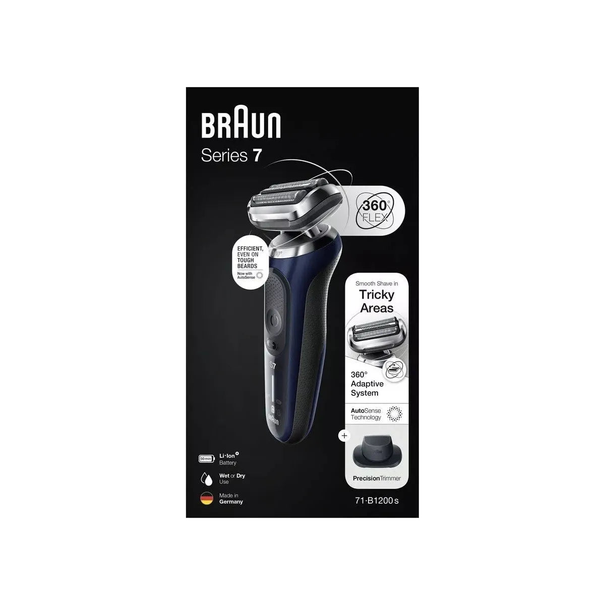 Buy Braun,Braun Series 7 Electric Shaver for Men, 71-B1200s, with EasyClick Precision Trimmer, 360° Flex, Wet & Dry, Cordless, Rechargeable, Blue - Gadcet UK | UK | London | Scotland | Wales| Near Me | Cheap | Pay In 3 | Electric Razors