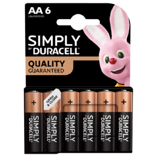 Duracell,Duracell Simply Alkaline AA Batteries - Pack of 6 - Gadcet.com