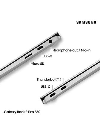 Galaxy Book2 Pro 360 Convertible Laptop, Intel Core i7 Processor, 16GB RAM, 512GB SSD, 13.3" Full HD Touchscreen, Silver - 930QED-KB4